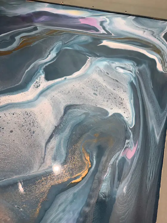 Teal, lilac and gold iridescent metallic floor
